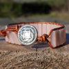 Leder Armband mit rosa Naturstein