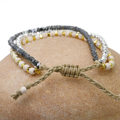 Howlith & Metall Perlen Armband