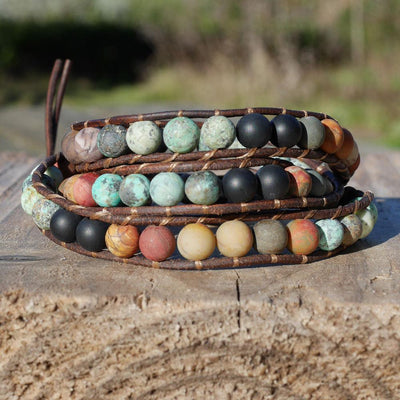 Naturstein Leder Armband