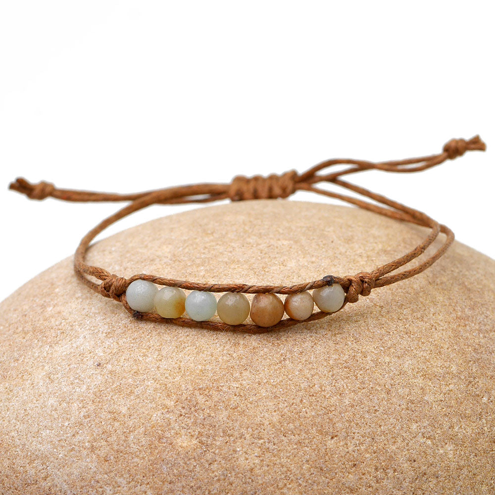 Amazonit Armband mit Wachsschnur