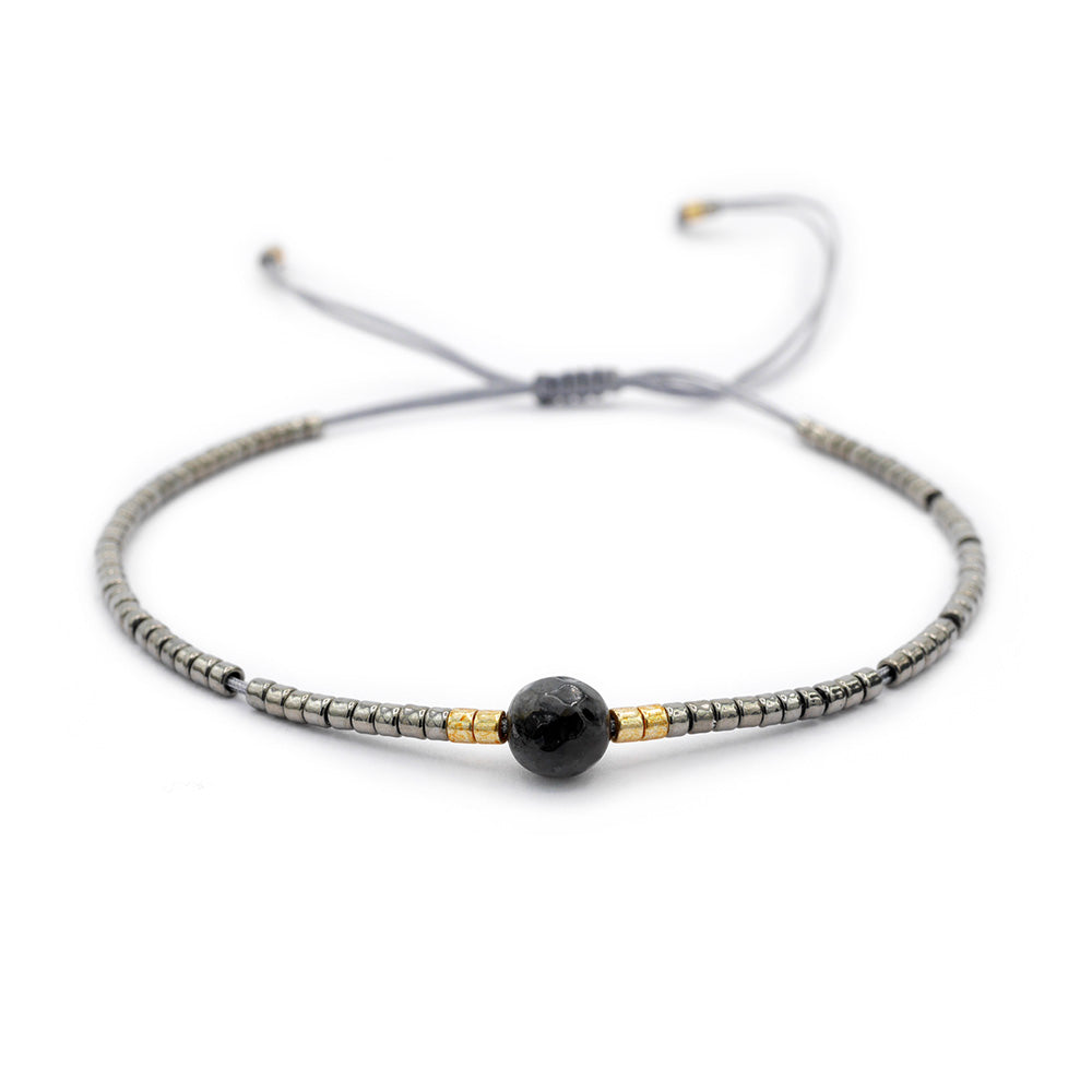 Rocailles Perlen Armband grau