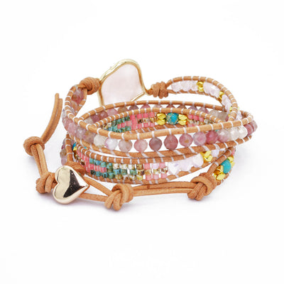 Rosenquarz Naturstein Wickelarmband