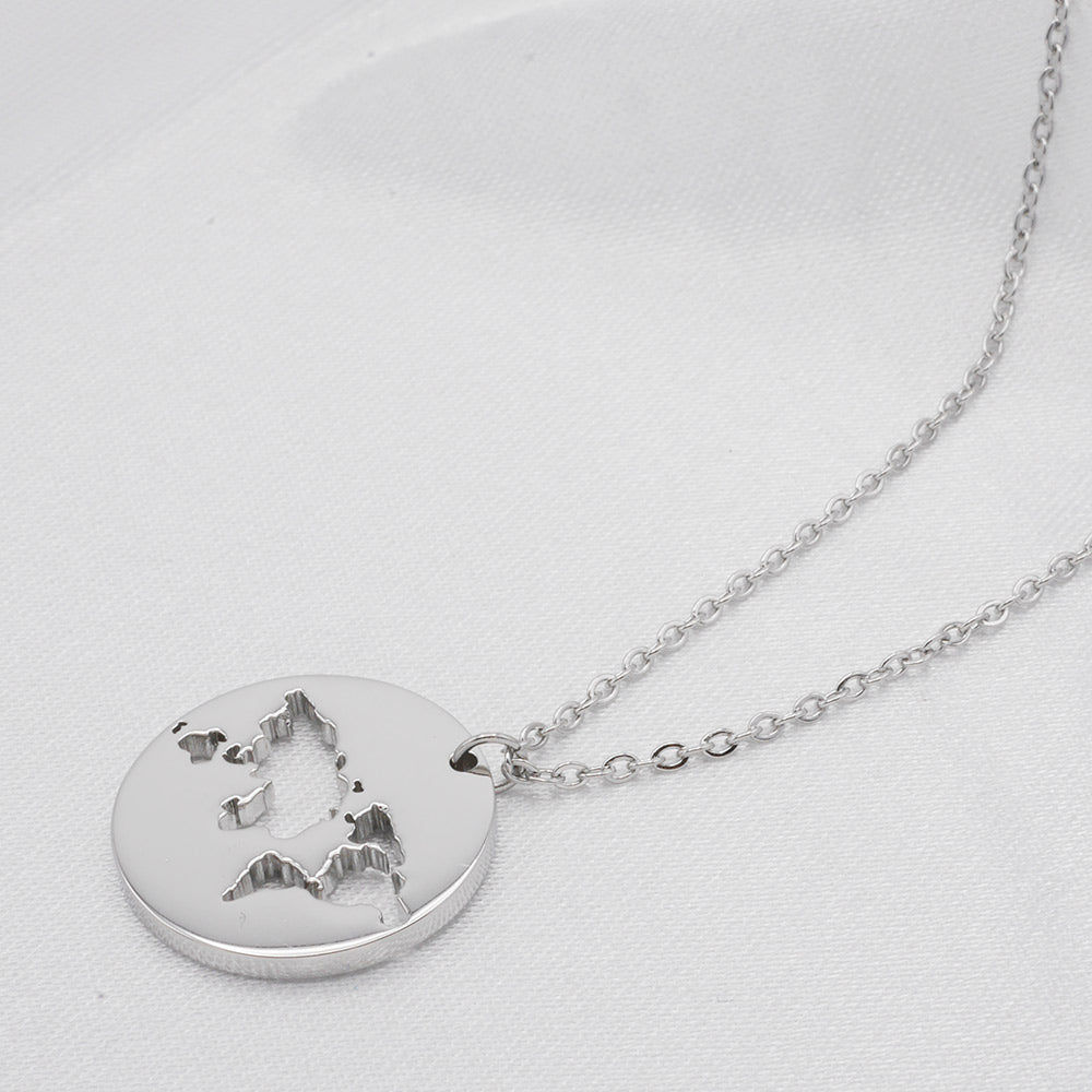 Weltkarte Halskette Silber