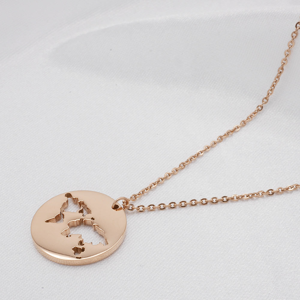 Weltkarte Kette Rosegold