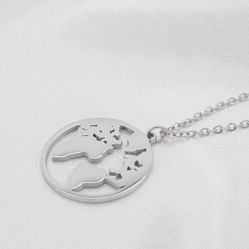 Weltkugel Halskette Silber