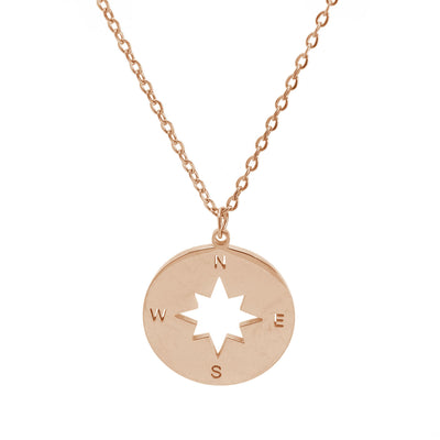 kompass halskette rosegold