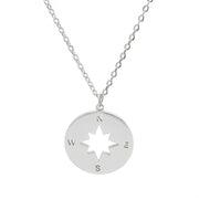 Kompass Halskette Silber (Edelstahl versilbert)
