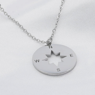 Kompass Halskette Silber (Edelstahl versilbert)