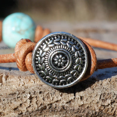 Lederarmband Tuerkis Verschluss