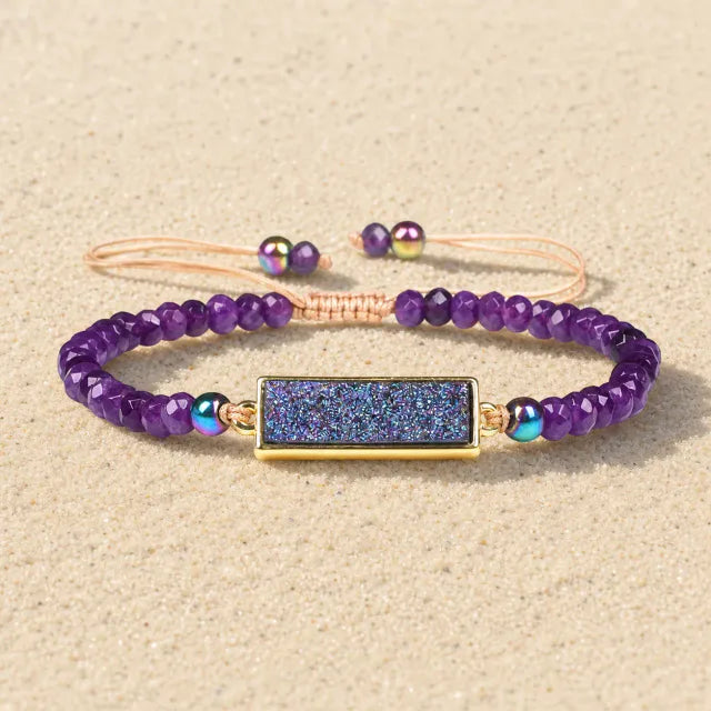 Amethyst Armband Facettiert Gold Bar Verstellbar