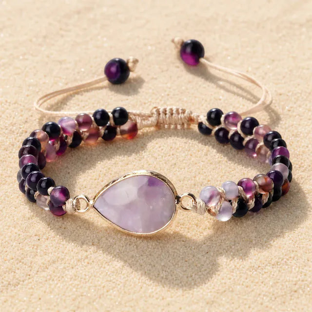 Amethyst Naturstein Armband lila Damen verstellbar