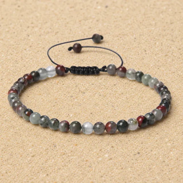 Blood Stone Boho Armband – Verstellbar, Handgemacht