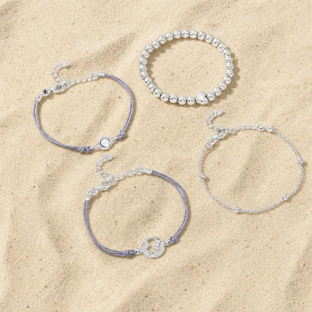 Boho Armband Set Silber 4-teilig