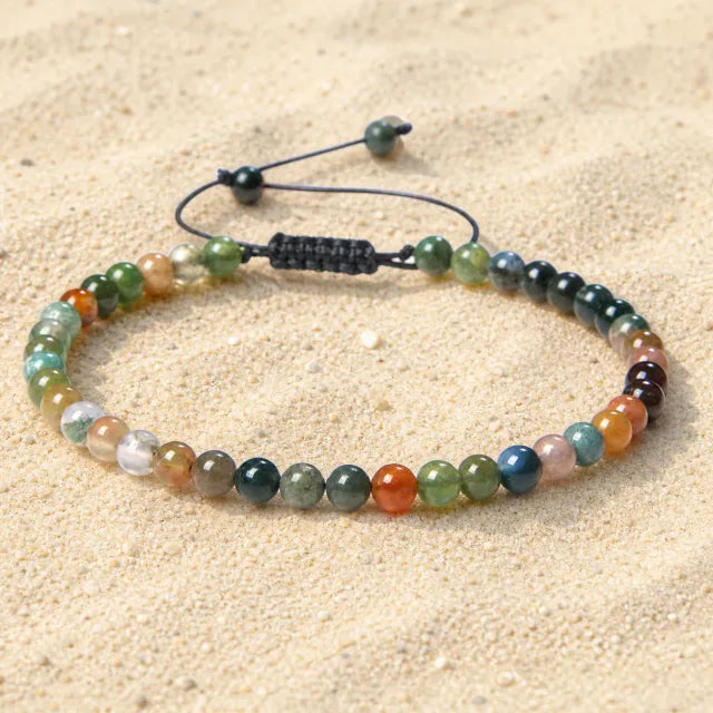 India Agates Boho Armband – Verstellbar, Handgemacht
