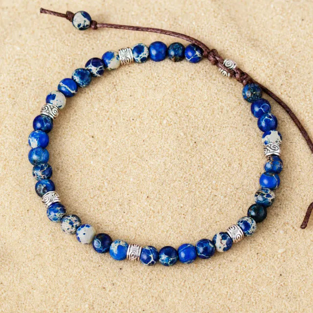 Jaspis Naturstein Armband Blau Verstellbar