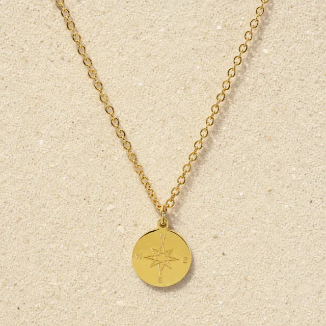 Compass Necklace Gold