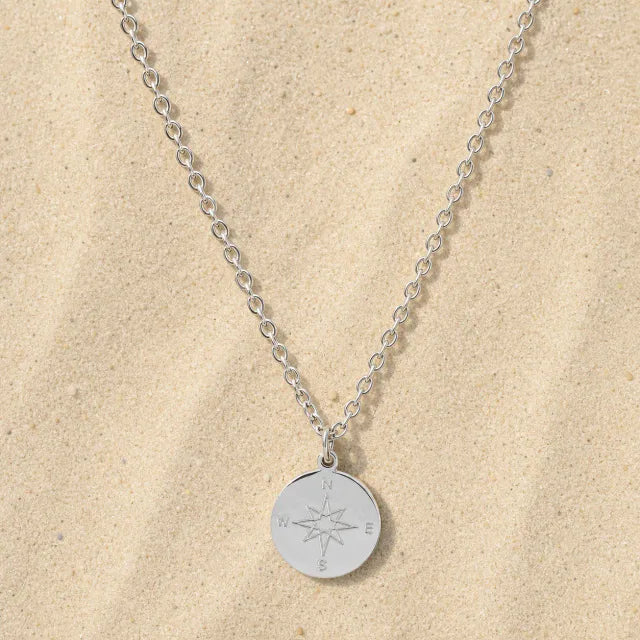 Compass Necklace Silver