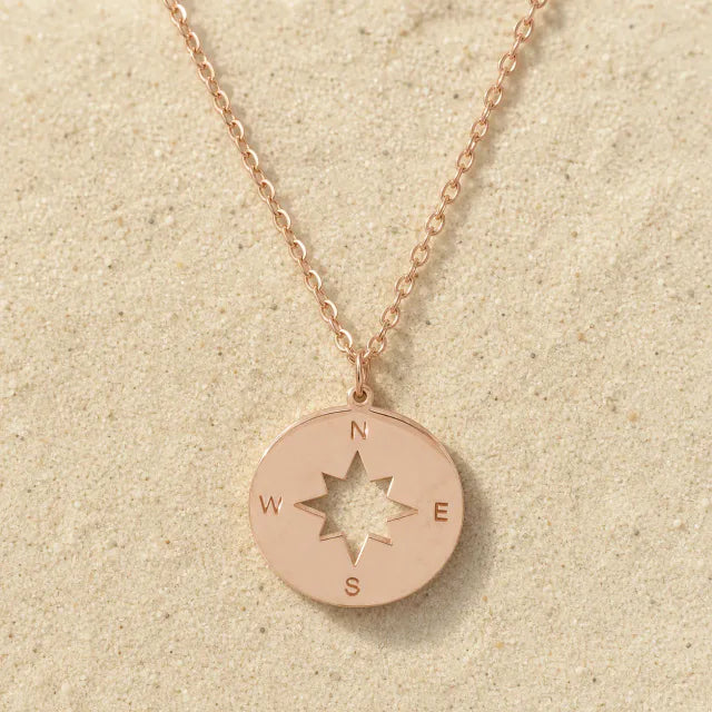 Compass Necklace Rose Gold