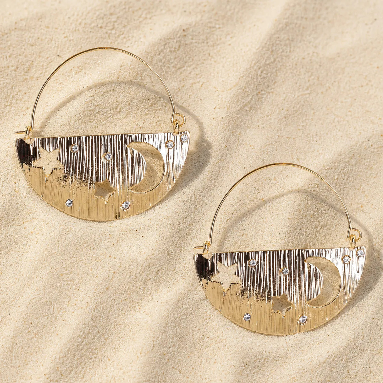 Moon &amp; Stars Earrings on light sand