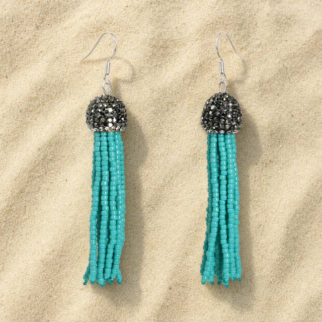 Tassel earrings rhinestone hanging