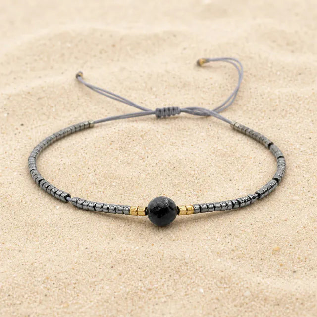 Seed beads bracelet grey