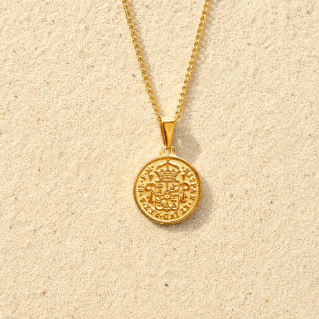 Spanische Münzkette Gold Edelstahl