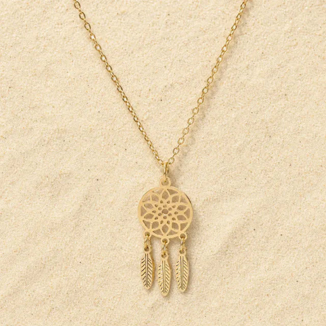 Dream Catcher Necklace Gold