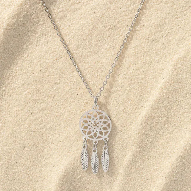 Dream Catcher Necklace Silver
